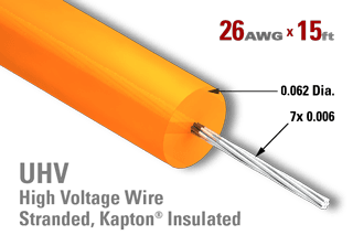26 AWG, Stranded - Kapton Insulated High Voltage Wire