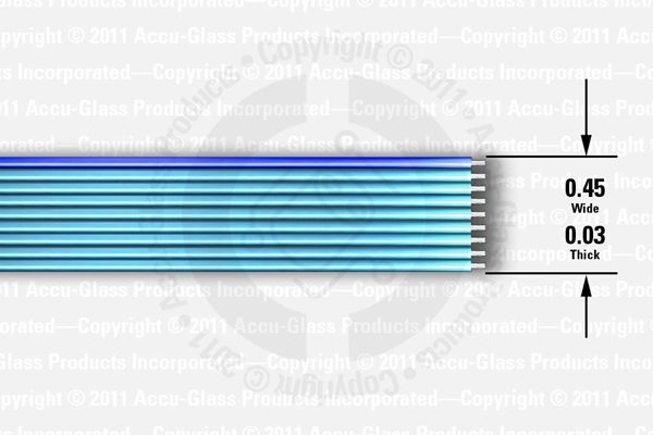 9-way FEP-insulated blue ribbon cable (0.45" wide x 0.03" thick)