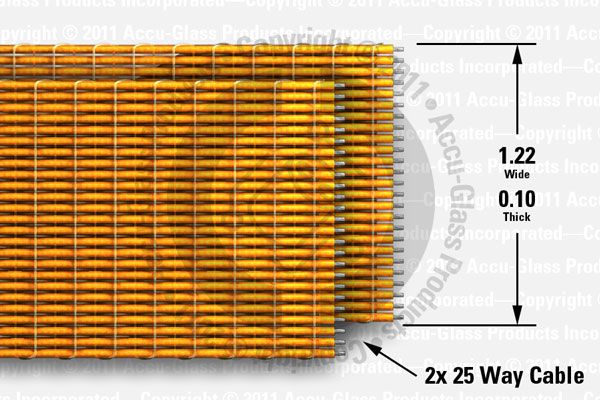 25-way x2 Kapton-insulated ribbon cable (1.22" wide x 0.1" thick)