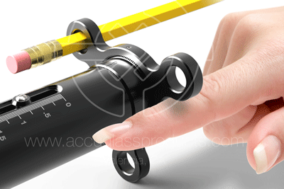 Person inserting a pencil into a speed handle