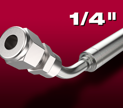 Close up of 1/4" Swagelok cryogenic fitting