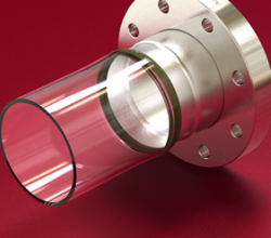 Glass-to-Metal Tube Adapters Close up of open-end glass tube adapter on CF flange