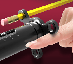 Motion and Manipulation Close up of speed handle on linear feedthrough with a pencil in one hole