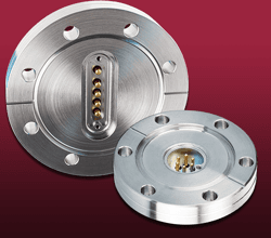 Power-D / Mil-C-5015 One Power-D and one Mil-C-5015 feedthrough on CF flanges