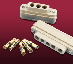 One 3 power and one 5 power female Power-D PEEK connectors and 5 power contacts