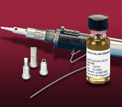 Soldering iron with three interchangeable tips and solder flux